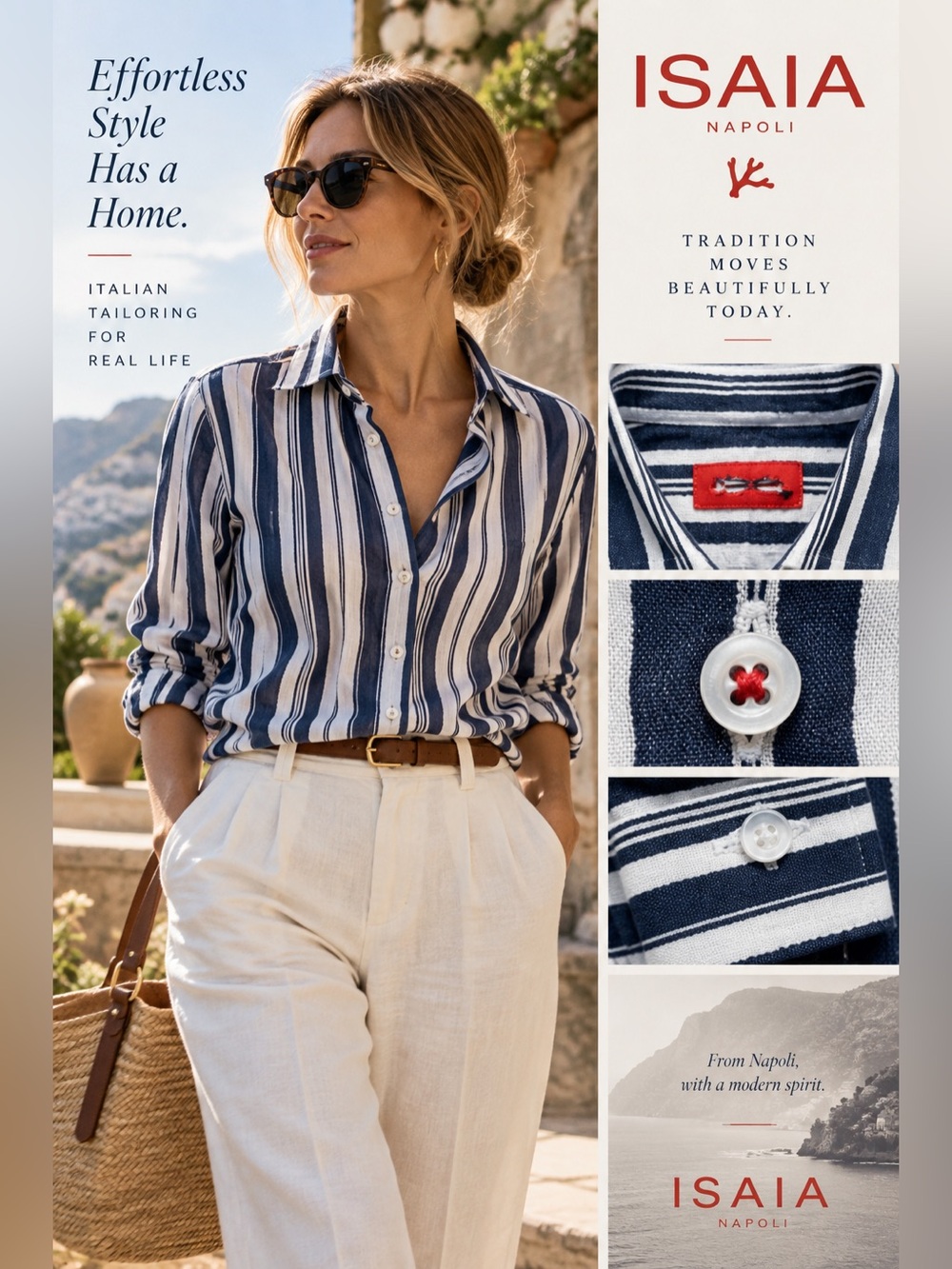 ISAIA Blue & White Striped Shirt Women’s - S